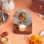 Ganesh Ji with Diya on Natural Agate Stone - Single - Image 3