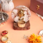 Ganesh Ji with Diya on Natural Agate Stone - Single - Image 5