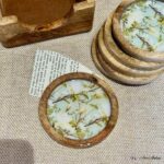 Premium Mangowood Coasters in Green Magnolia  – Set of 6 with Stand - Image 2