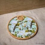 Premium Mangowood Green Magnolia Round Chip-N-Dip Platter