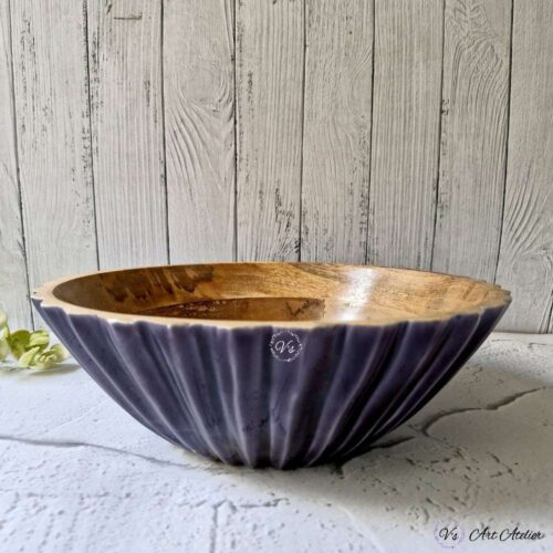 Handcrafted Mango Wood Rustic Serving Bowl with Spoon and fork - 12 Inches