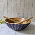 Handcrafted Mango Wood Rustic Serving Bowl with Spoon and fork - 12 Inches - Image 3