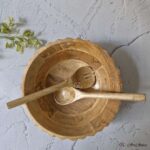 Handcrafted Mango Wood Rustic Serving Bowl with Spoon and fork - 12 Inches - Image 4