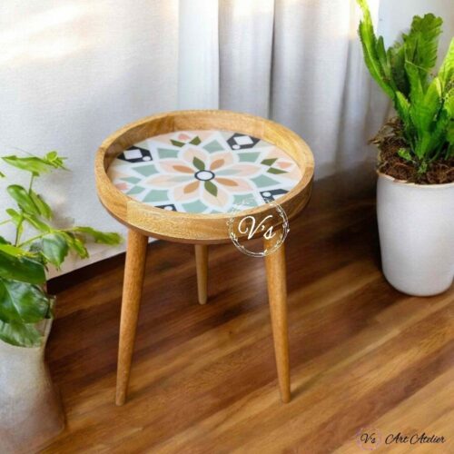 Mangowood Zen-tangle Art Side Table - Single