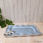 Handcrafted Metal Decorative Beaded Tray In Ocean Theme - Image 2