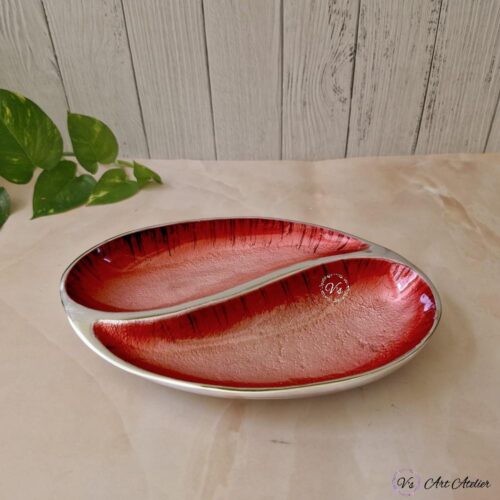 Handcrafted Metal Decorative Crimson Dual  Elegance Tray - Single