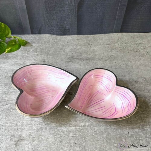 Handcrafted Metal Decorative Heart Shape Bowl - Set of 2 (small)