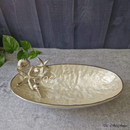 MOP Handcrafted Metal Bowl in Ocean Theme