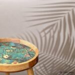 Floating corner table for compact interiors