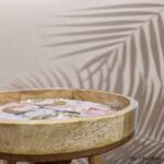 Rustic side table with natural mango wood grain