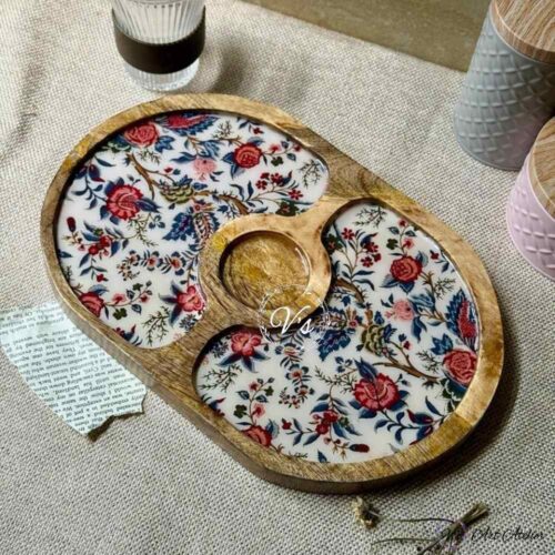 Premium Mangowood Tree of Life Oval Chip-N-Dip Platter