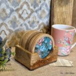 Premium Mangowood Coasters in Spring Serenade  – Set of 6 with Stand - Image 2