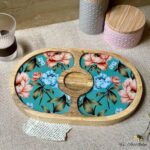 Premium Mangowood Spring Serenade Oval Chip-N-Dip Platter