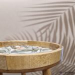 Elegant nightstand with curved wooden finish