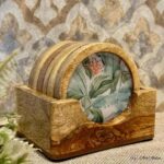 Premium Mangowood Coasters in Tropical  – Set of 6 with Stand - Image 2