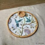 Premium Mangowood Vintage Floral Round Chip-N-Dip Platter