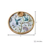 Premium Mangowood Vintage Floral Round Chip-N-Dip Platter - Image 3