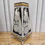 Hand Painted Black and White Peacock Table Top Lamp Single - 13 Inches - Image 3