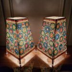 Hand Painted Floral Design Table Top Lamp Set of 2 - 9 Inches