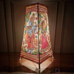 Hand Painted Radha-Krishna Table Top Lamp Single - 13 Inches