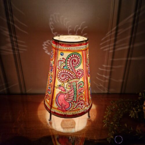 Hand Painted Pink Peacock Table Top Lamp Single - 9 Inches