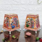 Hand Painted Tholu Peacock Table Top Lamp Set of 2 - 6 Inches - Image 3