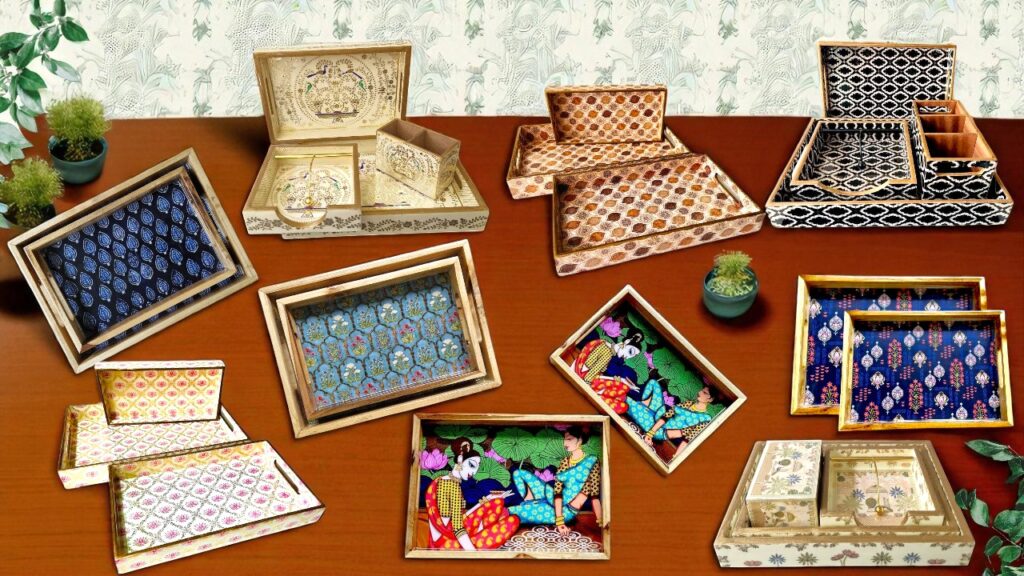 Rectangle tray used for wedding invitation setup