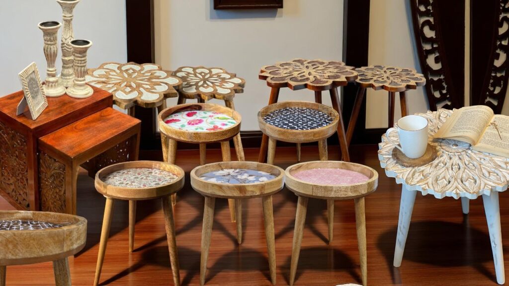 Wooden side tables for living room corner decor