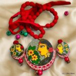 Hand Painted Rajkumari Pendant Earring Set