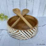 Handcrafted Harmony Wooden Bowl with Spoon and Fork – 10 Inches