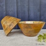 Handcrafted Floral Pattern Wooden Bowl Set - Image 3