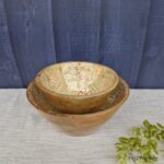 Handcrafted Floral Pattern Wooden Bowl Set - Image 4