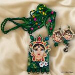 Hand Painted Durgika Pendant Earring Set
