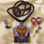 Hand Painted Mahadevi Pendant Earring Set