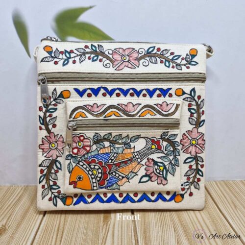 Hand-painted Madhubani Cotton Sling Bag