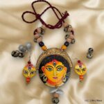 Hand Painted Trinetri Kala Pendant Earring Set