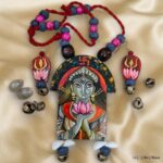 Hand Painted Divine Goddess Pendant Earring Set