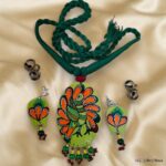 Hand Painted Folk Muse Pendant Earring Set