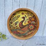 Mango Wood Peacock Round Trays - 12 Inches