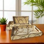 Mosaic Tile Pattern Printed Rectangle Tray – Set of 3