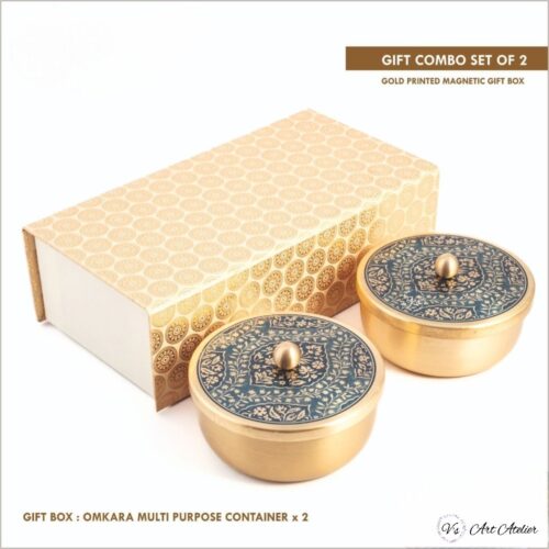 Omkara Multipurpose Pure Brass Canisters – Set of 2
