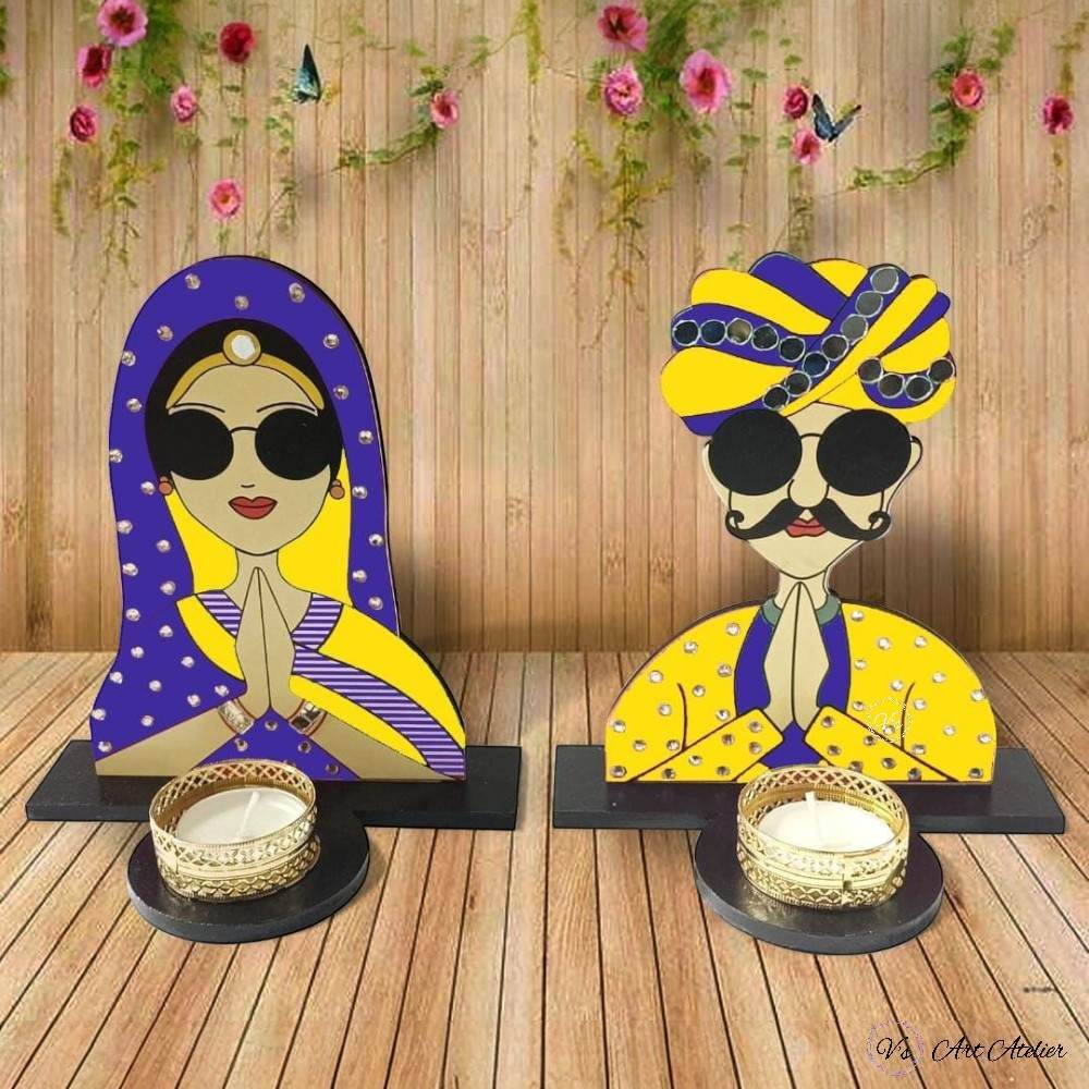 Rajasthani Couple Handcrafted Tealight Holder-4 Vs art atelier Rajasthani Couple Handcrafted Tealight Holder - Image 6