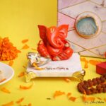 Shree Ganesha Marble Chowki with Diya