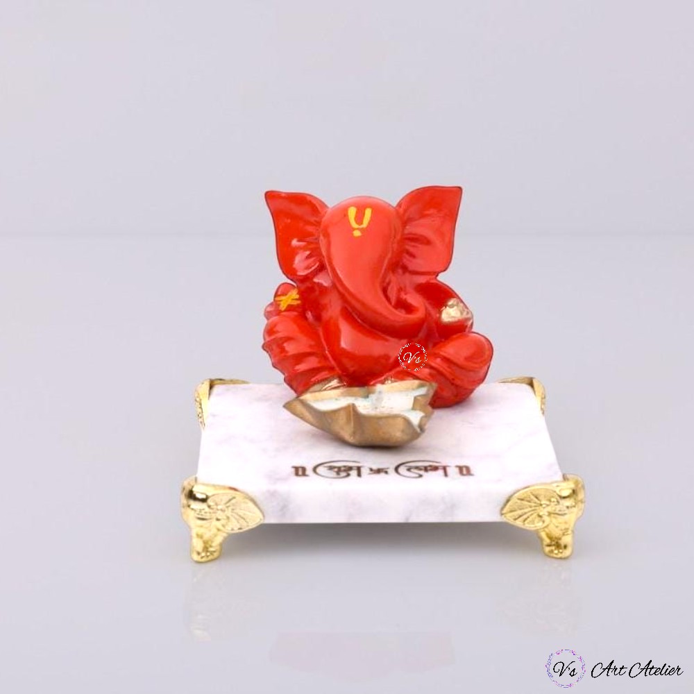 Shree Ganesha Marble Chowki with Diya-3 Vs art atelier Shree Ganesha Marble Chowki with Diya - Image 3
