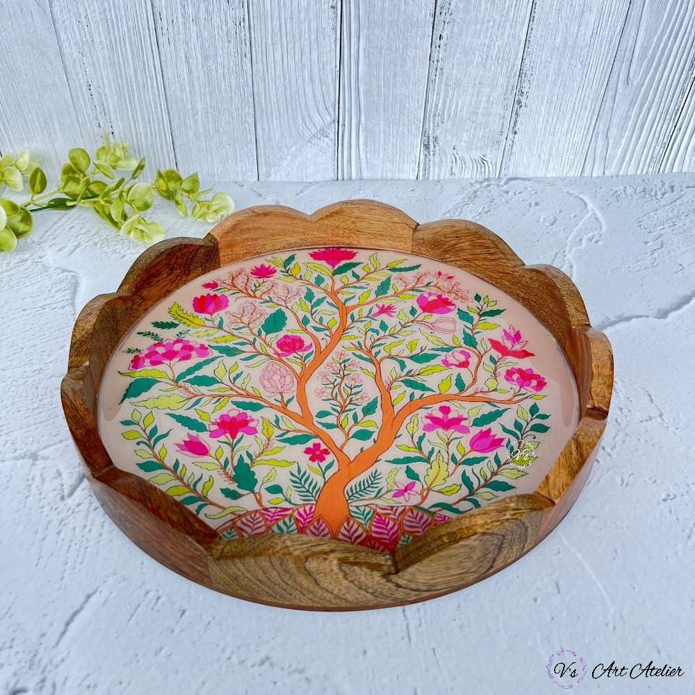 Tree of life Mangowood Scalloped Tray – 12 inches-2 Vs art atelier, Video