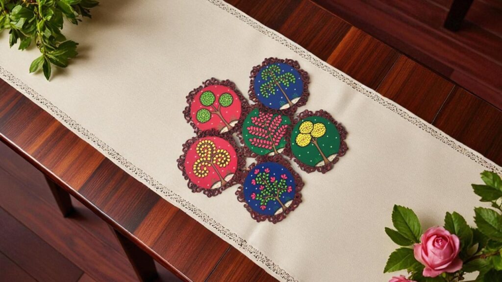 Limited edition hand painted tea coasters set with seasonal themes