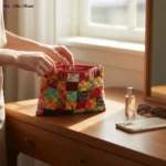 Handmade Cotton Fabric Quilted Patchwork Utility Pouch - Image 2