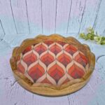 Orange Gold Leaves Mango Wood Scalloped Tray – 12 Inches - Image 3