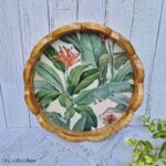 Tropical Leaves Mangowood Scalloped Tray – 12 Inches