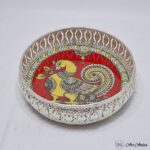 Vibrant Peacock German Silver Basket - 8 Inches